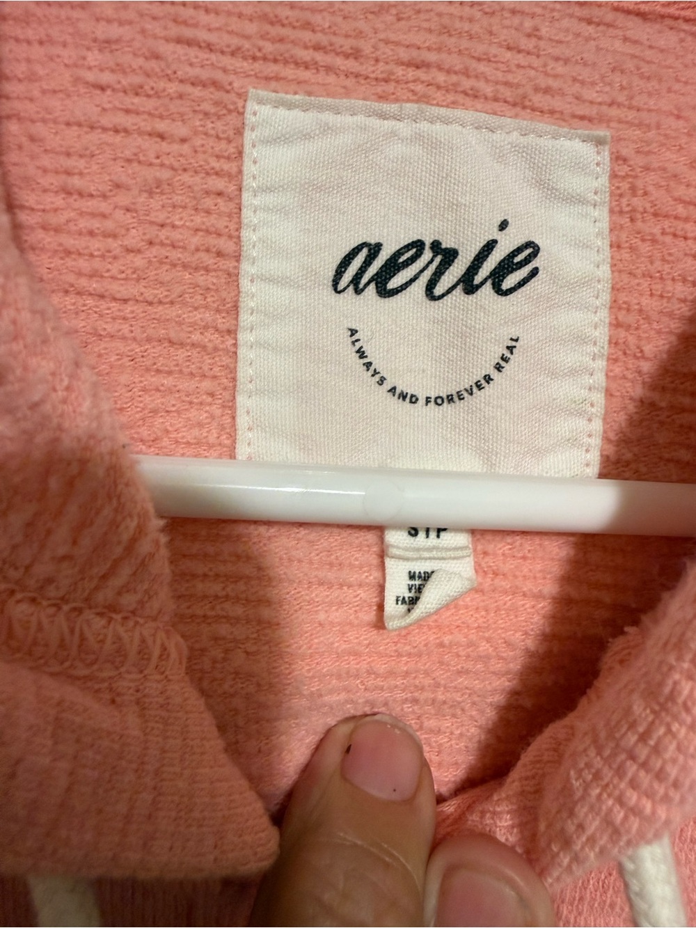 Aerie Quarter Zip Pullover Hoodie Sweatshirt Cropped Oversized Pink Size S - Picture 3 of 12